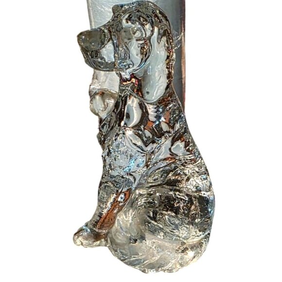 Vintage Dog Figurine 6" Clear Glass Handcrafted Canine Sculpture - Picture 6 of 9